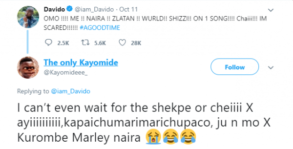 Reactions to Davido's Tweet