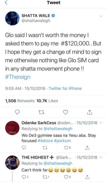 Shatta Wale on Glo deal