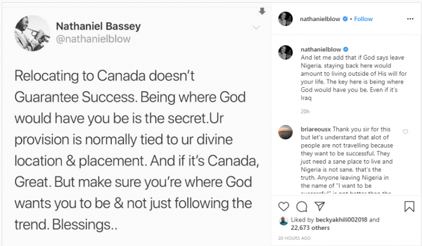 NAthaniel Bassey Canada topnaija