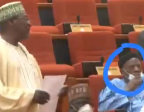 Moment Senator removed face mask to sneeze during plenary