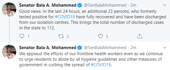 Bauchi discharges 23 COVID-19 patients