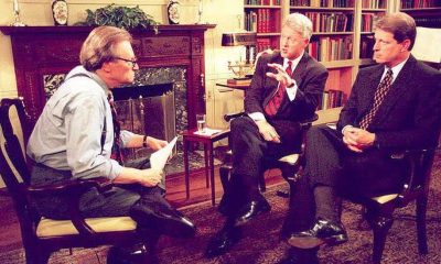 Larry King has interviewed every sitting president since Gerald Ford. Here he is with President Bill Clinton and Vice-President Al Gore before the 1996 presidential election
