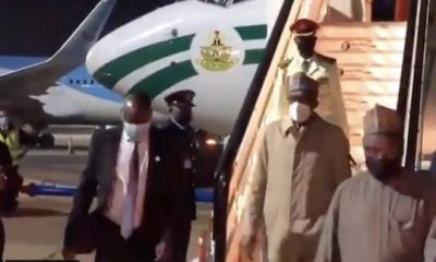 Buhari arrives in London, no official UK reception [VIDEO]