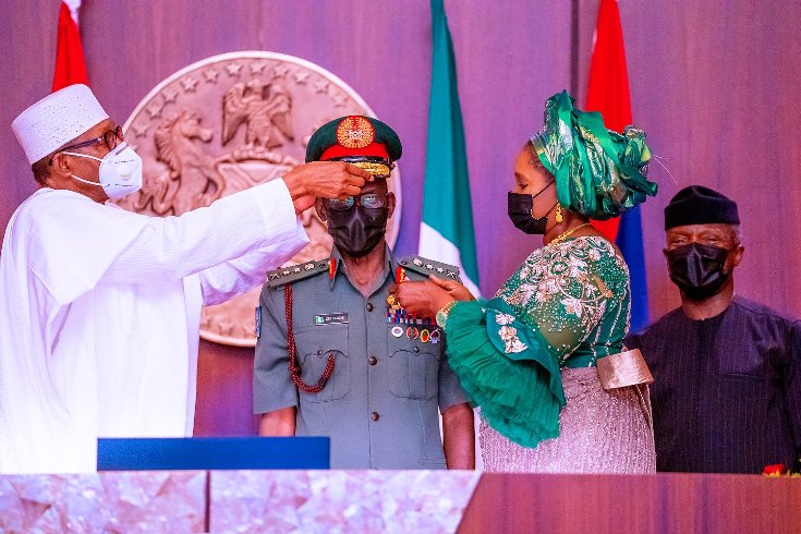 Buhari decorates new service chiefs, promises support [PHOTOS]