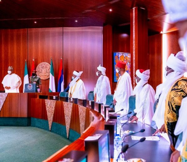 Buhari meets Sultan, Ooni, and other monarchs in Aso Villa [PHOTOS]