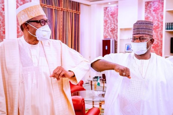 Buhari meets Yahaya Bello over food blockade to south [PHOTOS]