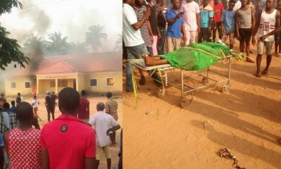 Angry youths burn down Imo police station after a Nigerian policeman allegedly killed two siblings [VIDEO]-TopNaija.ng