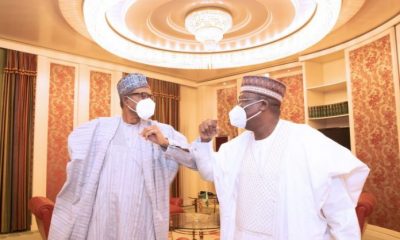Pictorial: Buhari, Lawan meet behind ‘closed door’ in Abuja