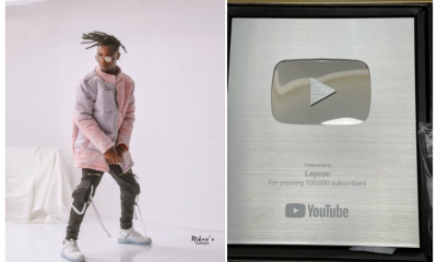 BBNaija's Laycon receives silver plaque as he hits 100k subscribers on YouTube [VIDEO]