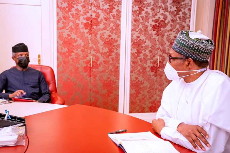 Buhari receives briefings from Osinbajo after UK trip