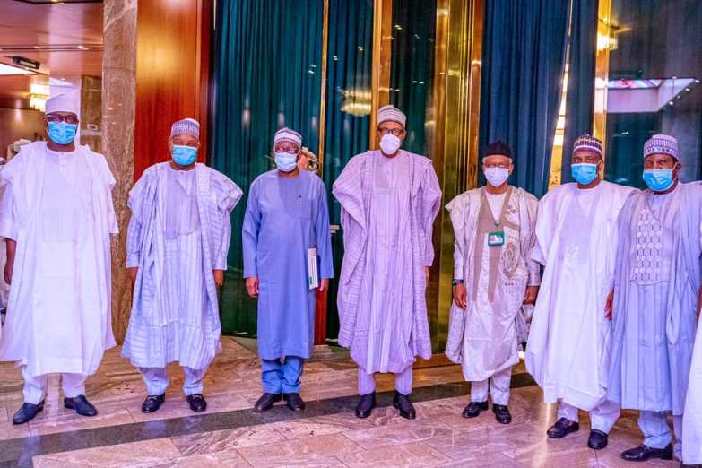 President Buhari meets Northern governors behind ‘closed door’ in Abuja [PHOTOS]