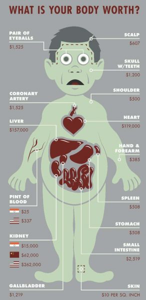 Black market value of human organs | Source: Gizmodo