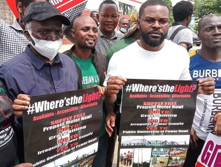 Nigerian singer, Falz and father lead protest in Lagos against insecurity in the country