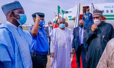 President Buhari returns to Abuja after Paris trip [PHOTOS]