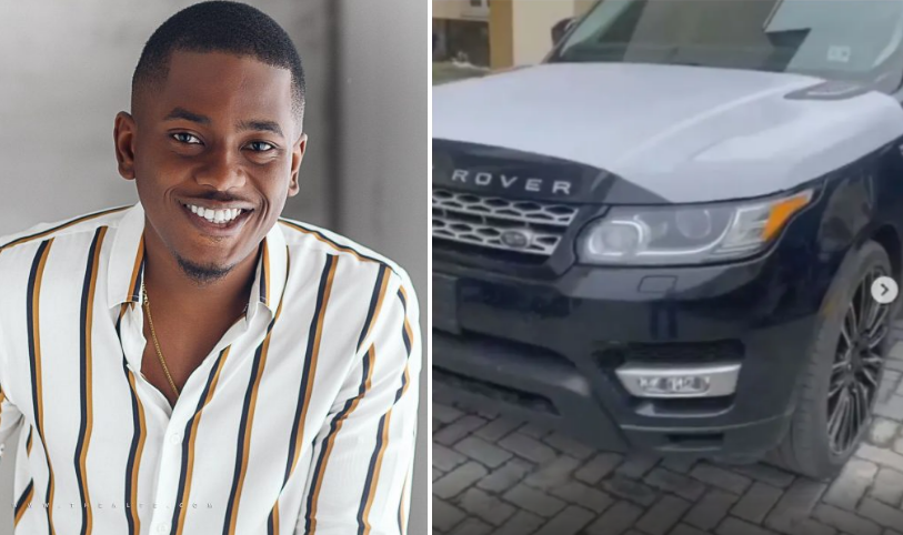 Actor, Timini Egbuson shows off newly acquired Range Rover car