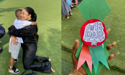 Actress, Tonto Dikeh visits her son in school to stand in for celebration of Father's day