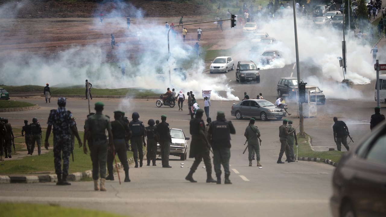 police tear gas protest nigeria