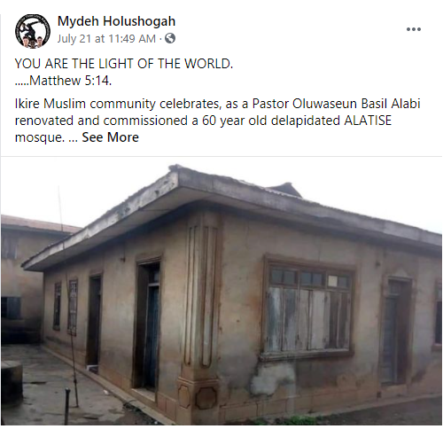 pastor renovates mosque