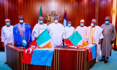 President Buhari presents APC flags to Ayade, Matawalle [PHOTOS]