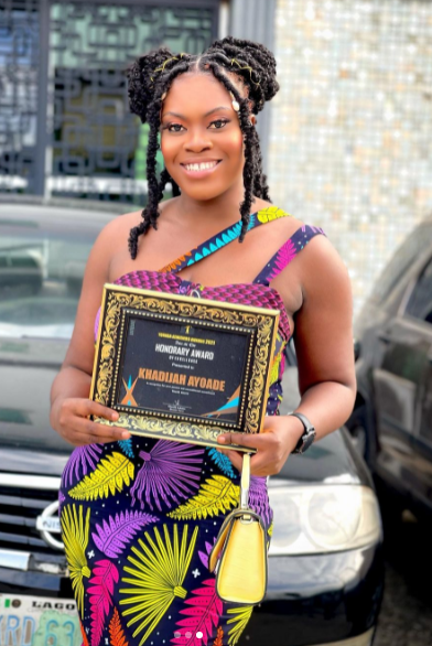Nollywood Actress, Khadija Ayoade bags "Most Beautiful Yoruba Girl" award