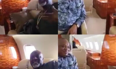Controversial Nigerian Senator Dino Melaye over the weekend flew in a private jet with former Abia state governor cum Senator, Orji Uzor Kalu (OUK).