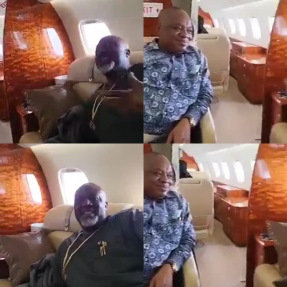 Controversial Nigerian Senator Dino Melaye over the weekend flew in a private jet with former Abia state governor cum Senator, Orji Uzor Kalu (OUK).