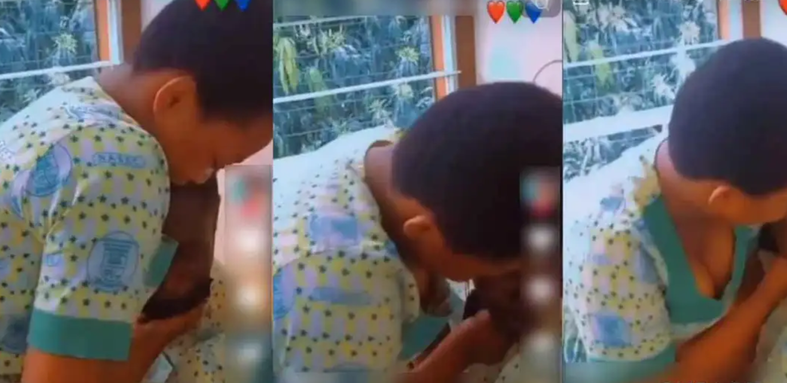 Female secondary school student forces male classmate to kiss her on school premises [VIDEO]