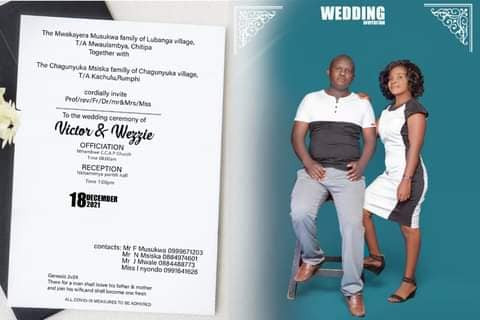 Wezzie Msiska wedding invite pictures