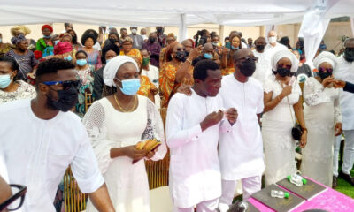 Billionaire Cosmas Maduka breaks down in tears at wife's funeral