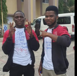 Sule-Mathaew and a friend after final exam at BUK