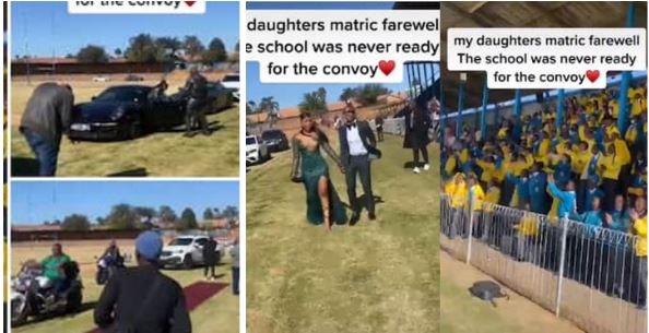 Secondary school student arrives at her graduation ceremony in fleets of exotic cars