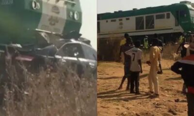 Crowd Gathers As Lady Rams Into A Speeding Train With Her Car [Video]