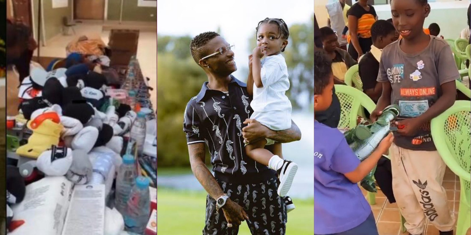 Wizkid's Son, Zion, Melts Heart As He Gifts Out His Toys In Ghana