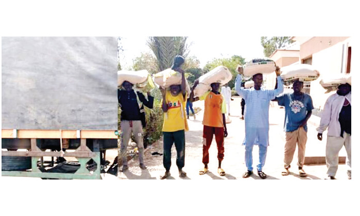 19 suspects have been arrested for allegedly stealing from a truck loaded with bags of rice along Zaria road