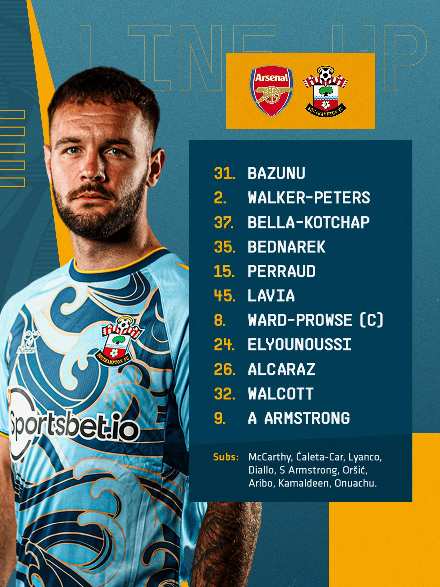 Arsenal vs. Southampton: Confirmed Line Up