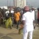 Protesters storm INEC office, native doctor performs ritual (Video)