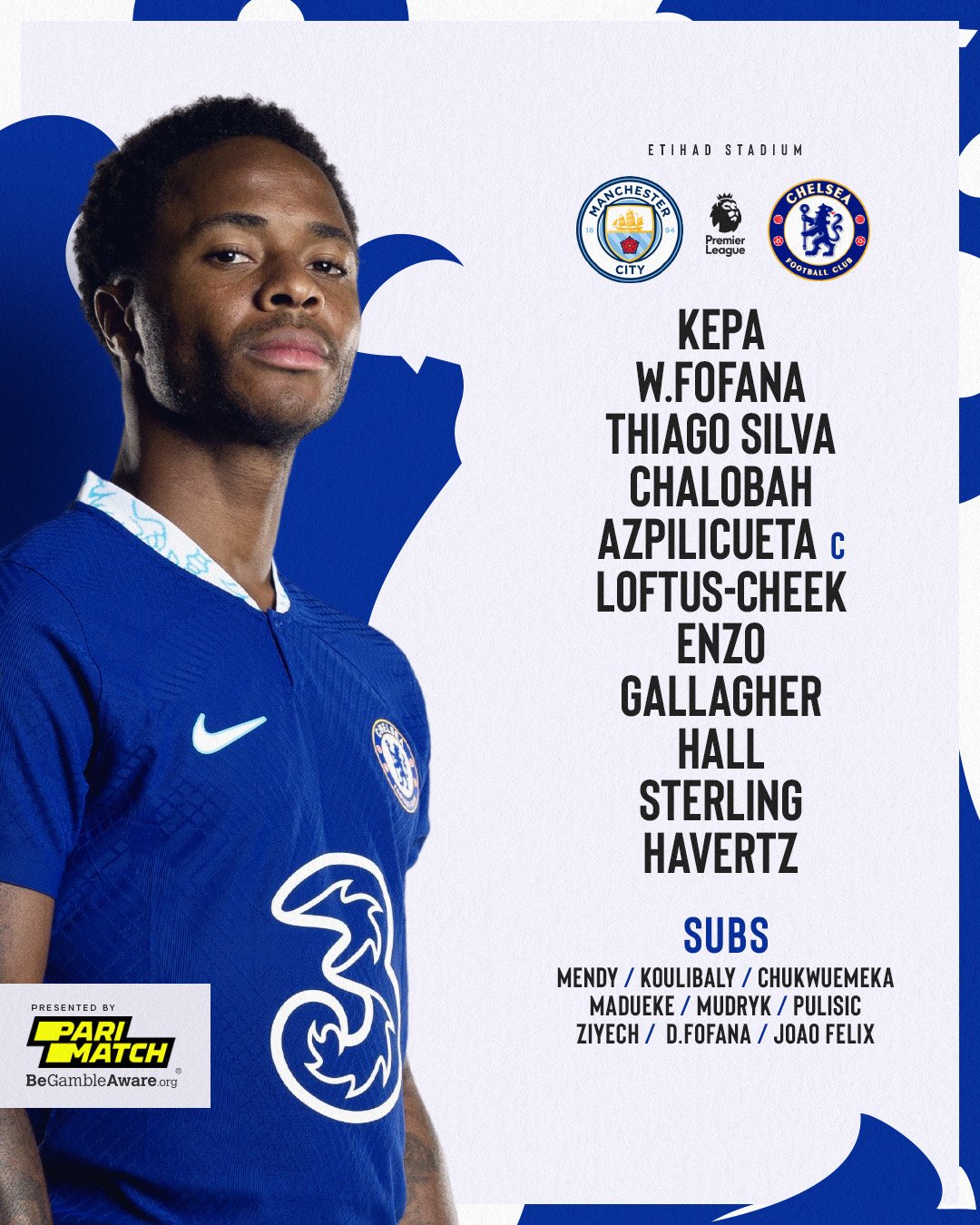 Manchester City vs. Chelsea: Confirmed Lineup