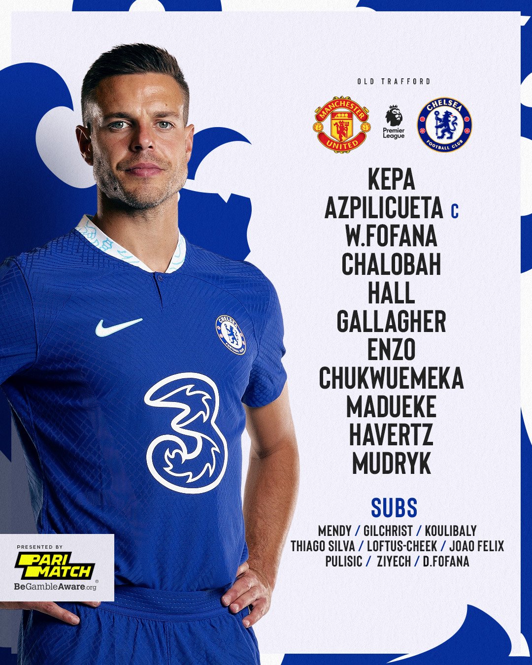 Manchester United vs. Chelsea: Confirmed Lineup