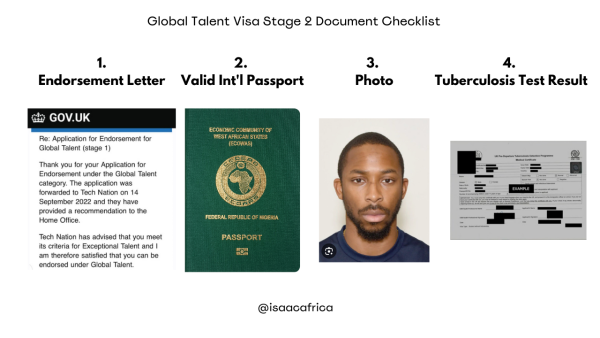 Global Talent Visa Document checklist