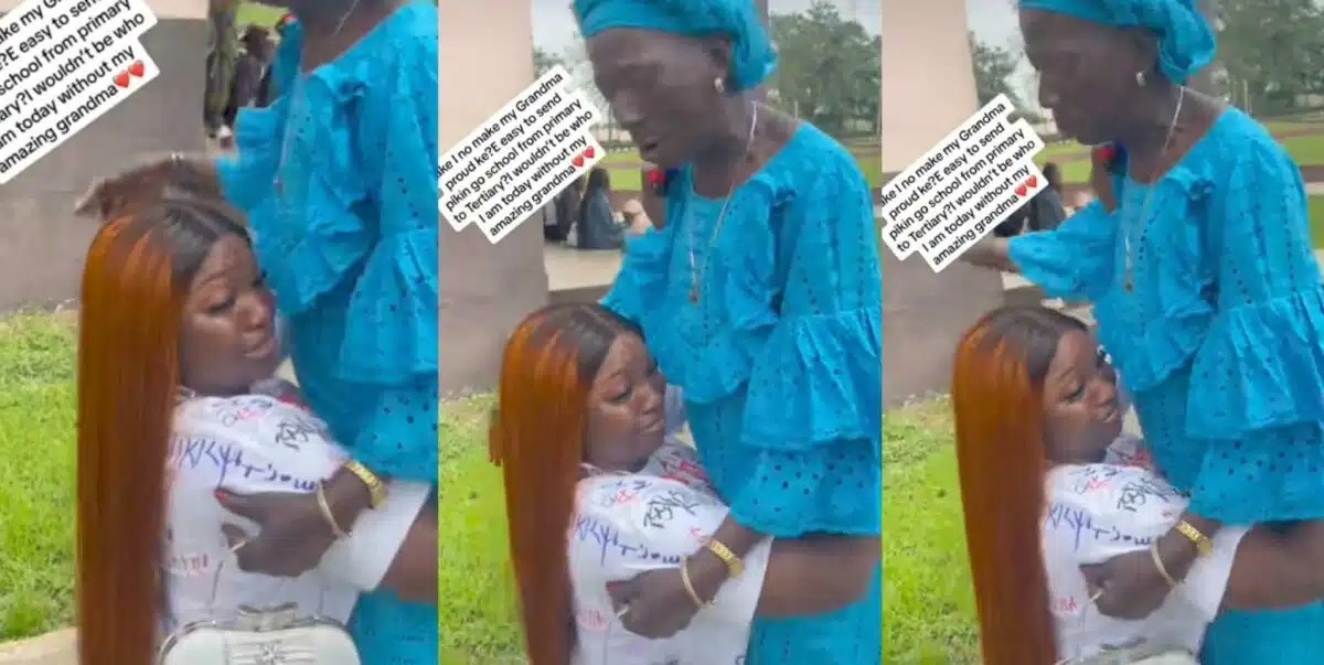 Emotional moment graduate kneels to appreciate her grandmother for seeing her through primary school to University [Video]