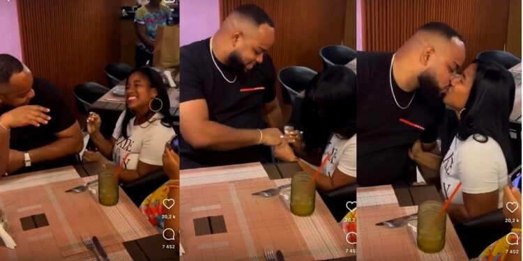 Reactions as lady proposes to her lover after seven years of relationship (video)