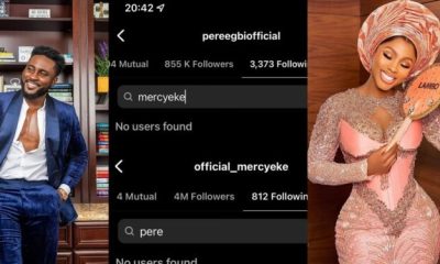 “Clout chasers oshi” – Netizens reacts after Pere and Mercy Eke unfollow each other