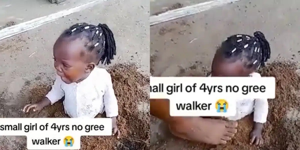 Moment little girl gets half buried in sand, causes reactions online [Video]