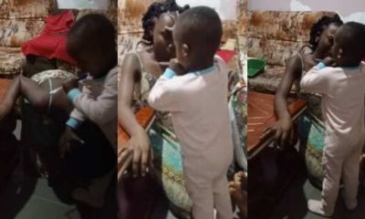 "Demons Must Go": Reactions as Little Boy Lays Hands on His Mother, Speaks in Tongues while Praying for Her