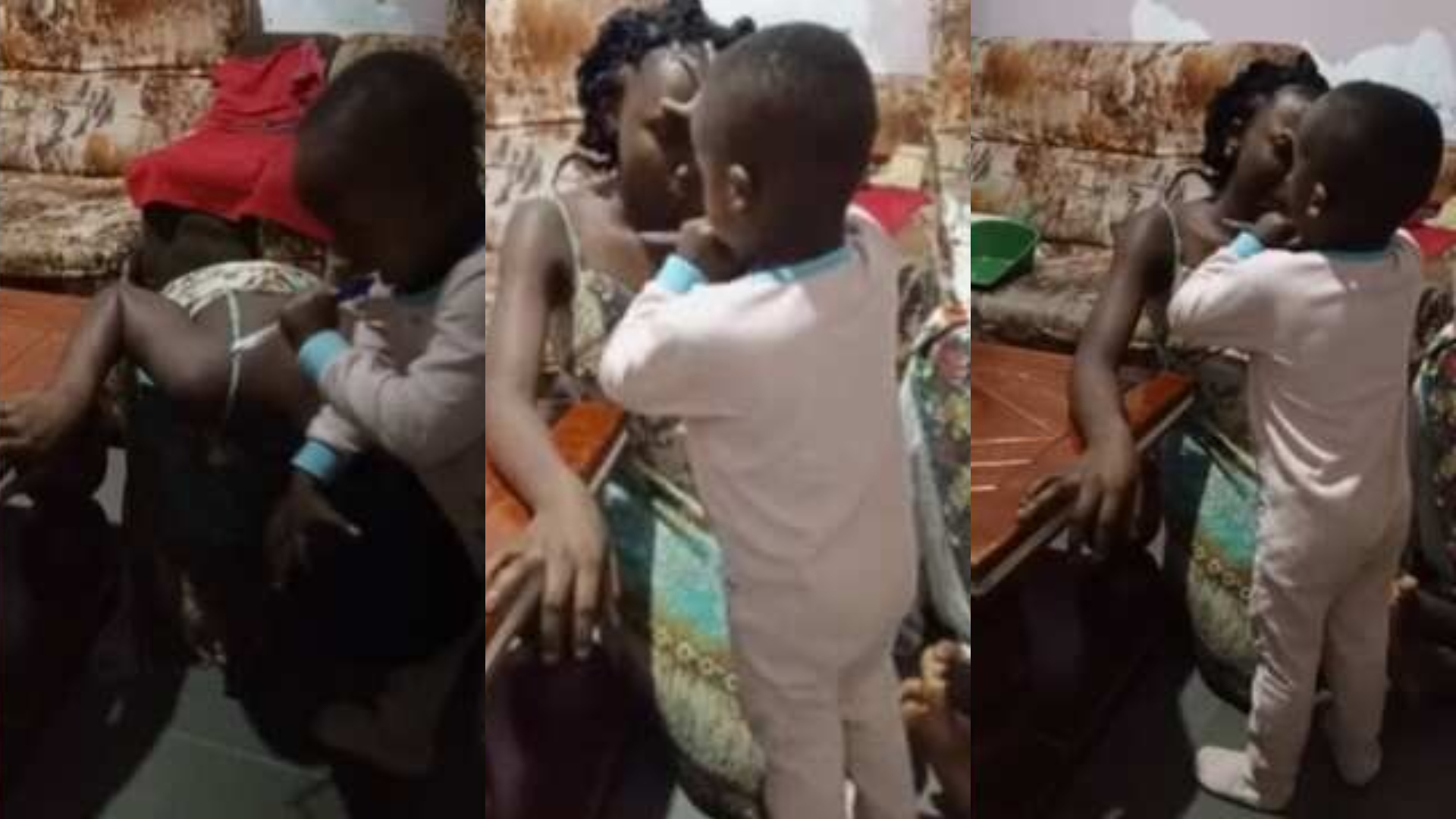 "Demons Must Go": Reactions as Little Boy Lays Hands on His Mother, Speaks in Tongues while Praying for Her