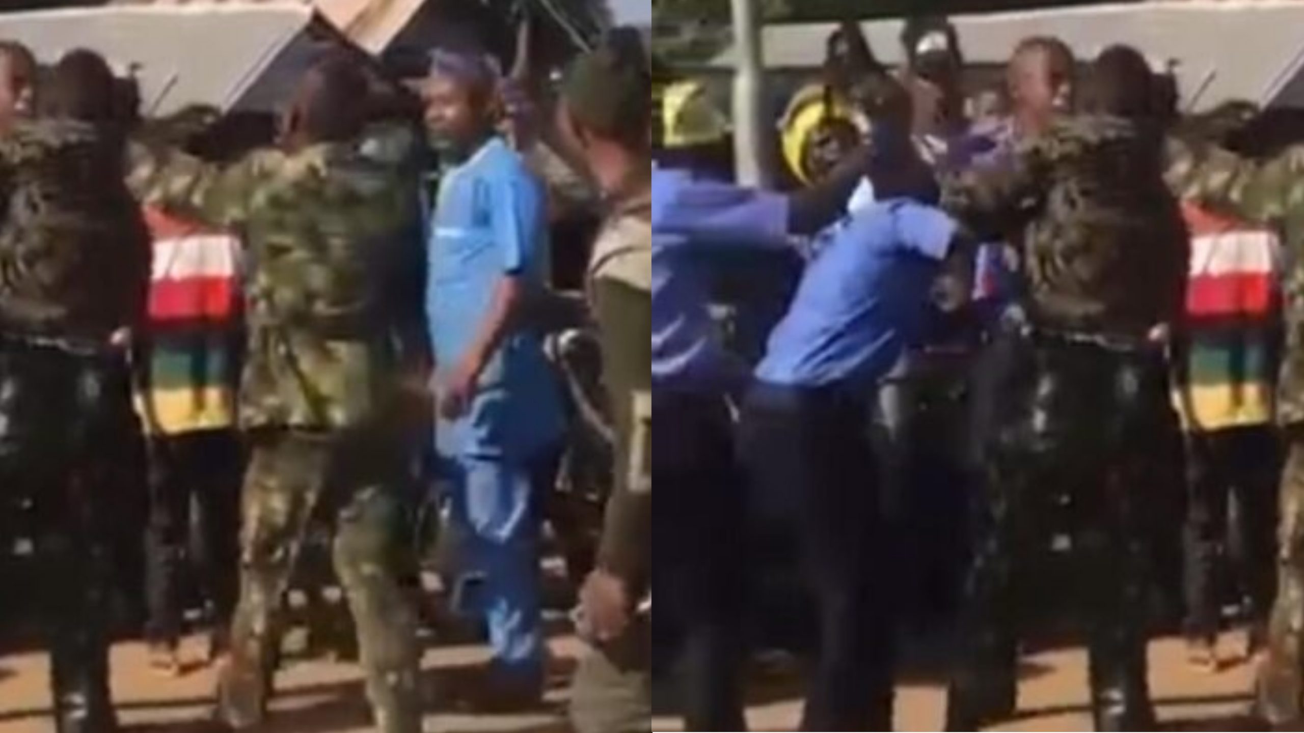 Armed police beat up military men over traffic violation in Ekiti (Video)