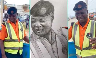 "I Thought it Was For Rich People": Police Man Excited as Street Artist Draws Him With Pencil