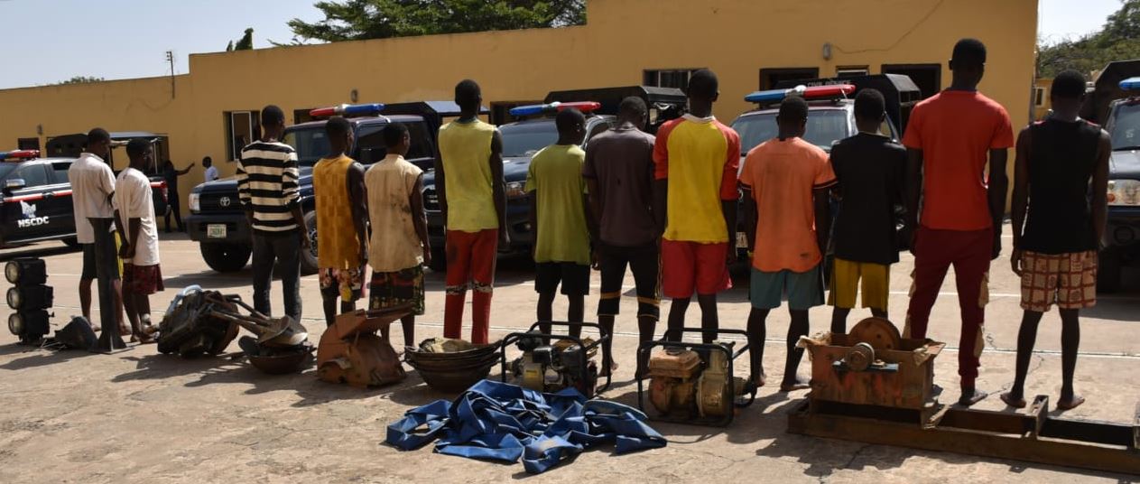 NSCDC Arrests 13 Suspected Vandals And Illegal Miners In FCT