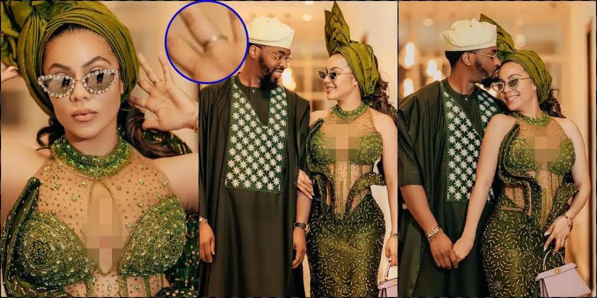 Netizens reacts over Maria Chike's marriage rumour as she flaunts wedding ring
