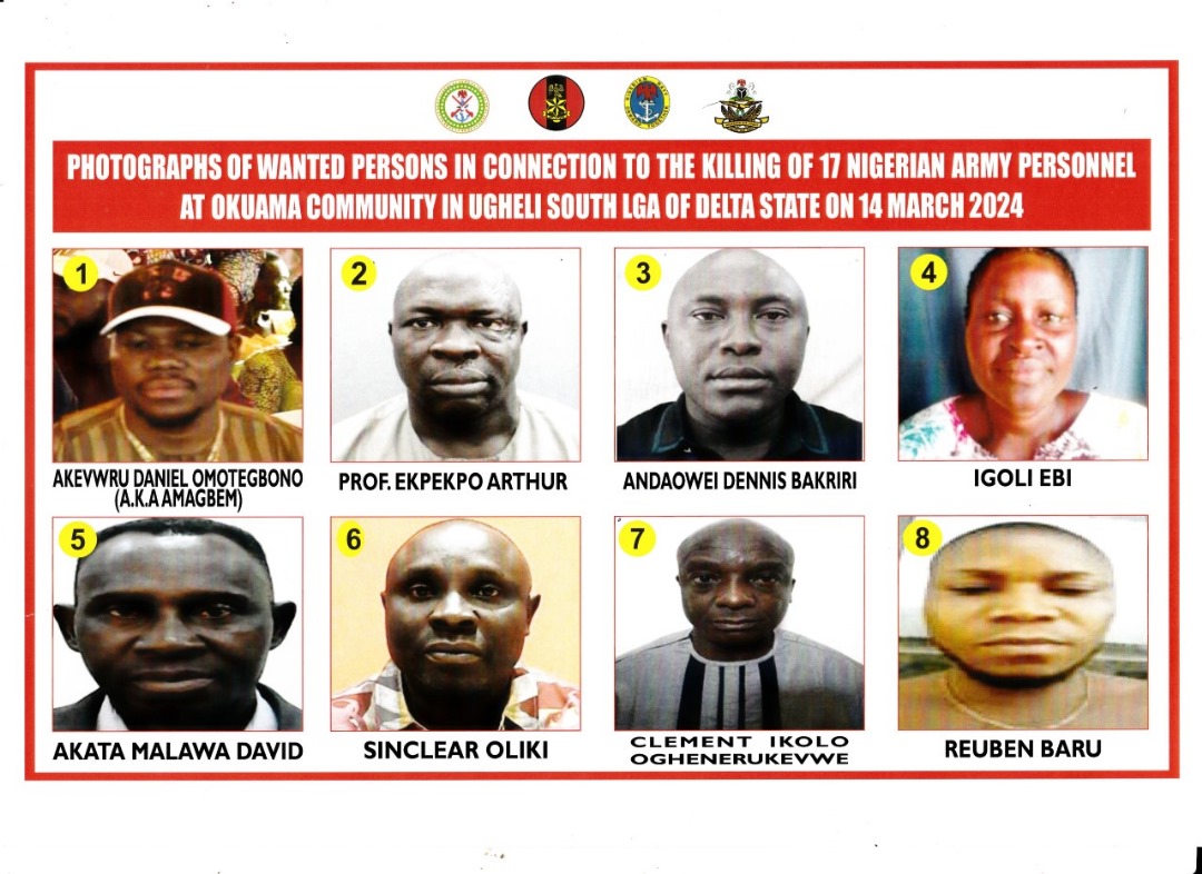 Pursuit intensifies: Eight suspects declared wanted in Delta state military attack